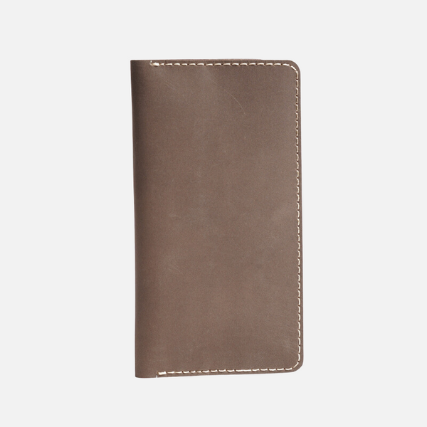 Classic Brown Plain  Leather Long Wallet