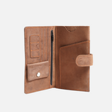 Classic brown textured leather long wallet