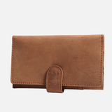 Classic brown textured leather long wallet